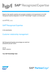 SAP® Recognized Expertise certifikát pro oblast SAP CRM SAP® Recognized Expertise certifikát pro oblast SAP CRM
